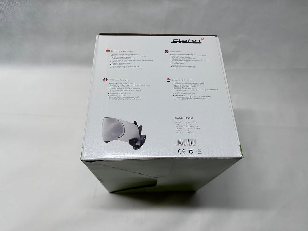 Steba Allesschneider AS 200, Made in EU, Solinger Edelstahlmesser, Schnittst?rke bis 15mm einstellba