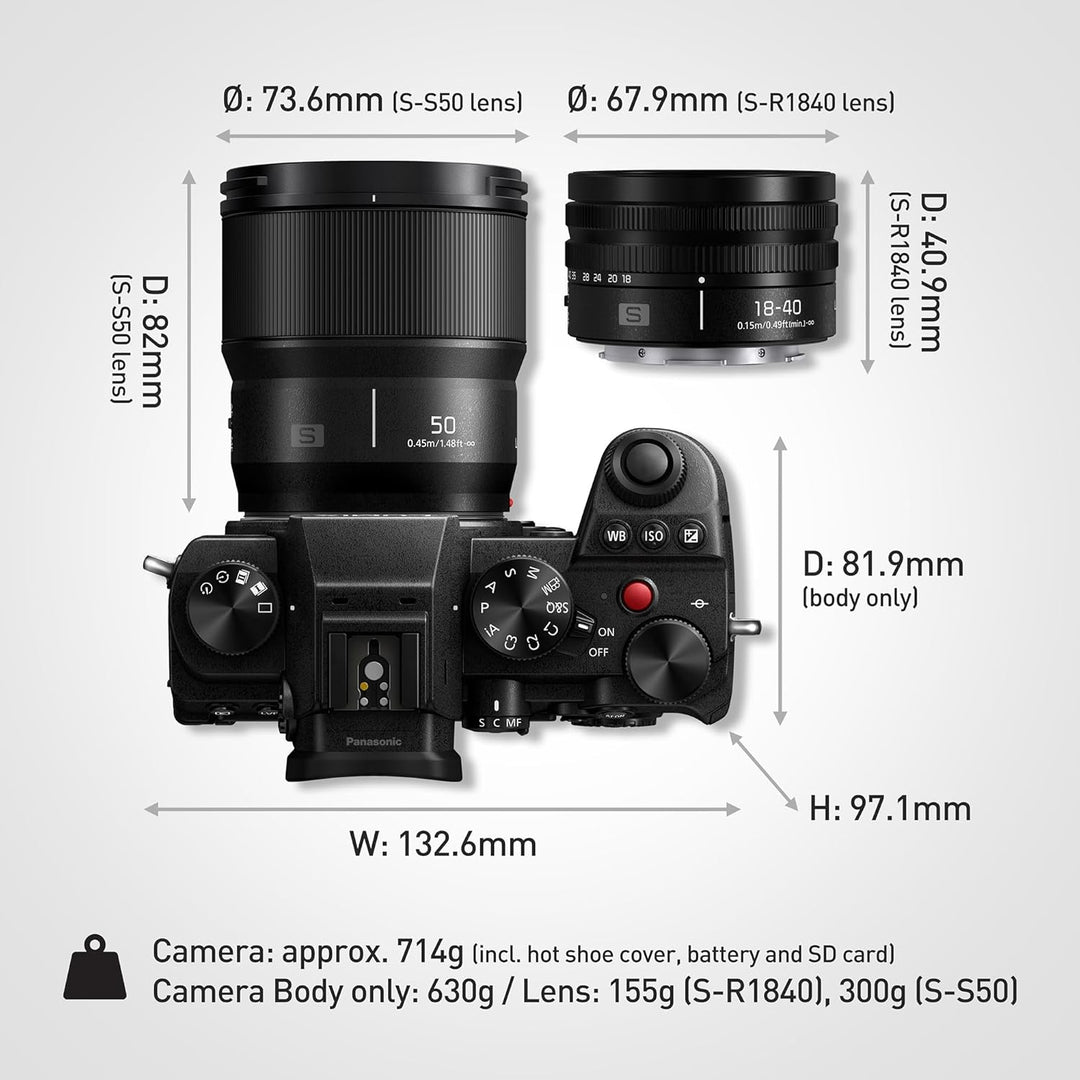 Panasonic DC-S5DWE-K Lumix S5D Vollformatkamera, L-Mount, 24,2 MP, 4K 60P Videoaufnahme, Live View S
