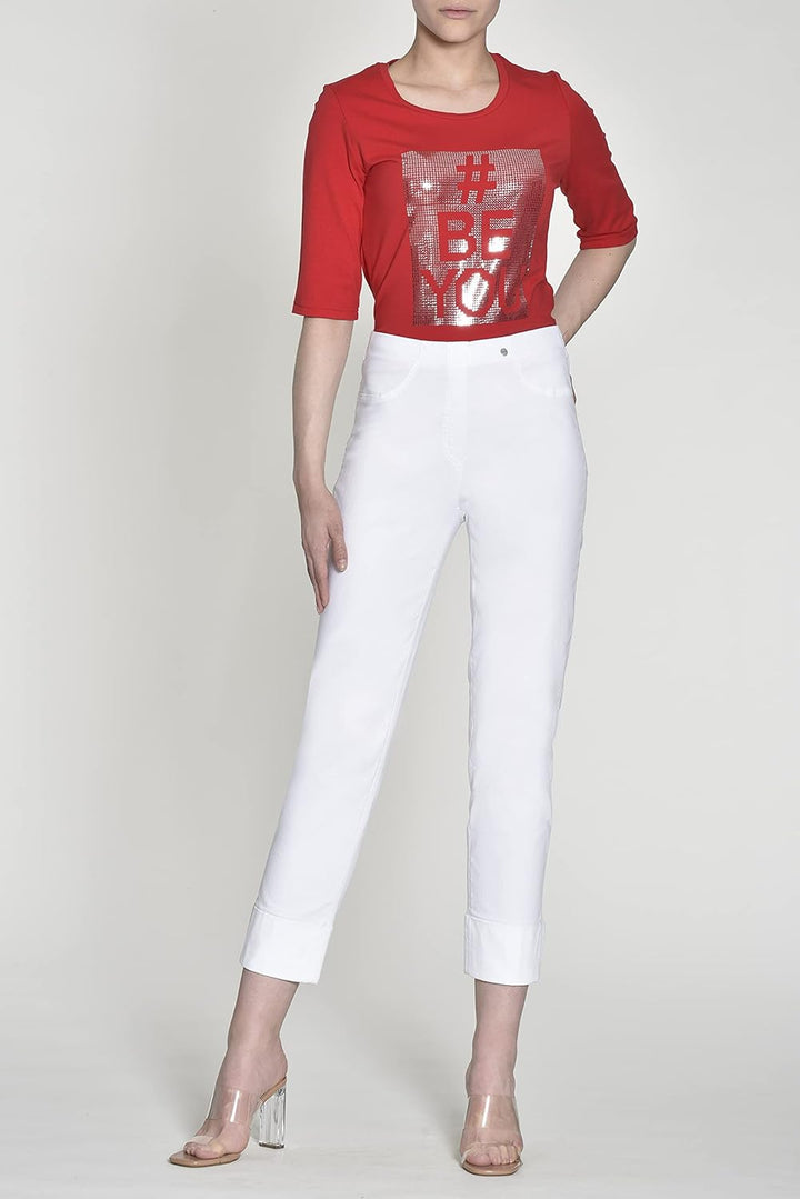 Robell Style BELLA09-7/8 Stoffhose Damen high Waist - Damenhose Power Stretch - Bengaline Stoff Hose