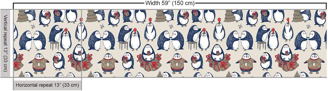 ABAKUHAUS Weihnachten Gewebe als Meterware, Grunge Pinguine Boxen, Dicht Gewebter Stoff zum Nähen Po