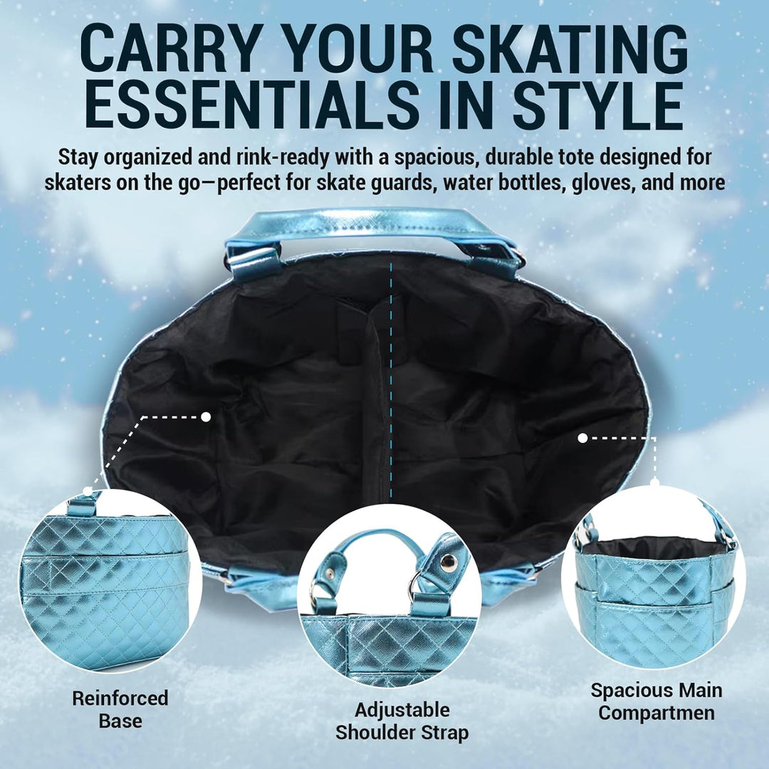 Kami-So Ice Skating Rink Tote - Great for Skate Guards Water Bottle and Other Skating Accessories Aq
