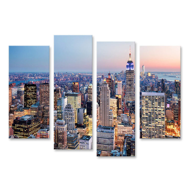 islandburner Bild auf Leinwand New York Stadt Usa Bilder Wandbilder Poster Leinwand 130x80cm - 4 Tei