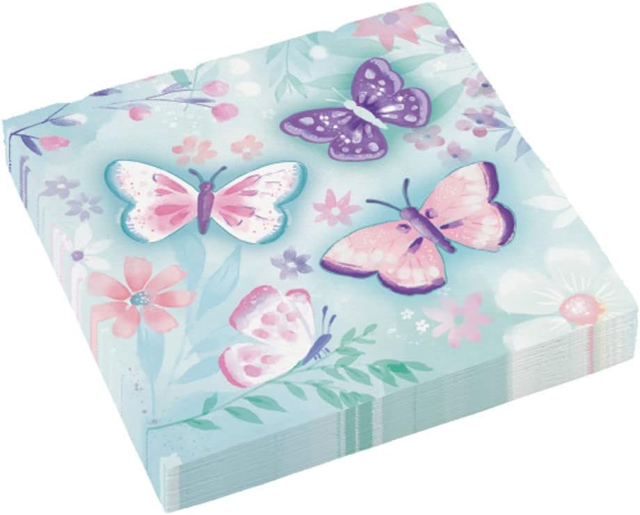 HHO Schmetterling-Flutter-Party-Set 32tlg. für 8 Gäste 8 Teller 8 Becher 16 Servietten Für 8 Gäste -
