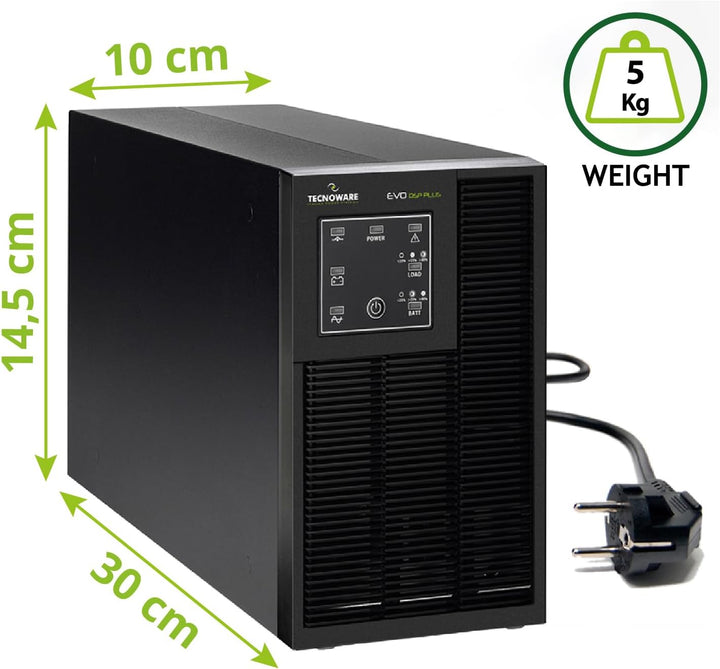 Tecnoware Power Systems – EVO DSP Plus 800, USV 230V, 94% Effizienz, Online-Technologie VFI, Mikropr