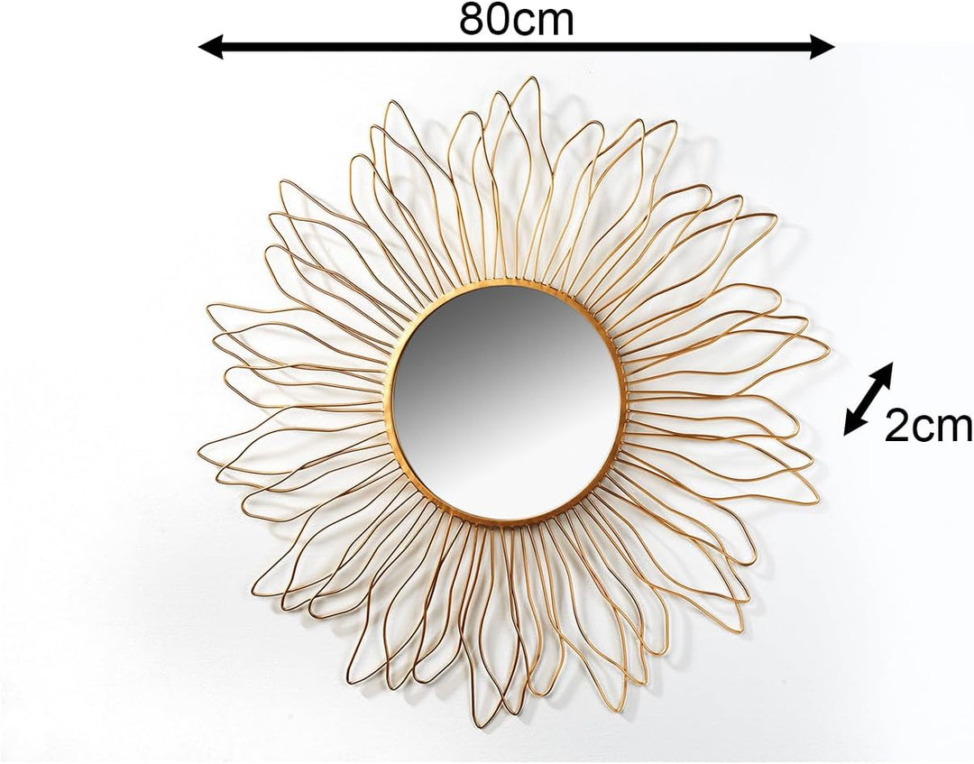 Kobolo Spiegel Wandspiegel Dekospiegel - Sun - lackiertes Metall - goldfarben - 80cm XXL