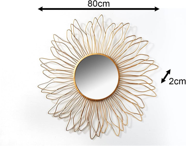 Kobolo Spiegel Wandspiegel Dekospiegel - Sun - lackiertes Metall - goldfarben - 80cm XXL