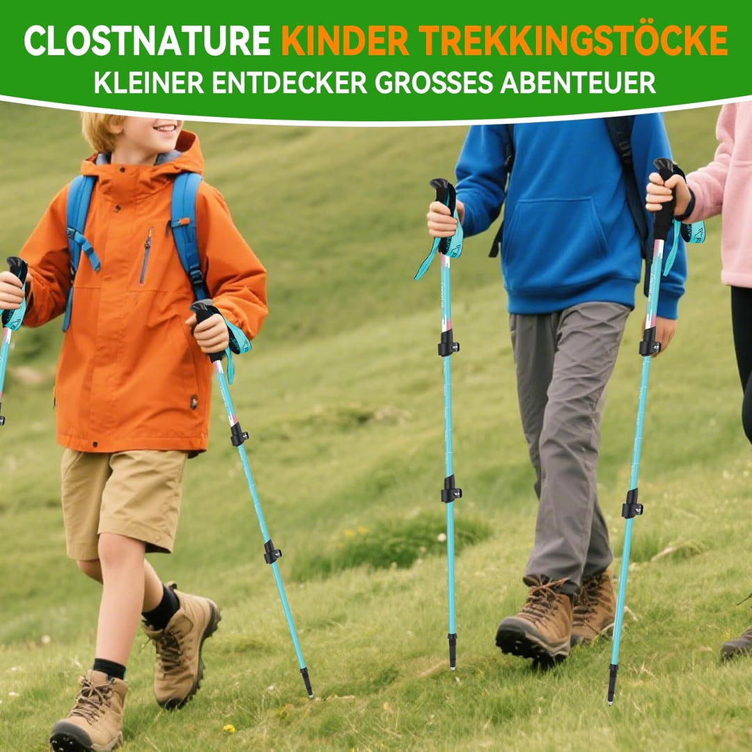 Clostnature Wanderstöcke Kinder Teleskop - Verstellbare Trekkingstöcke für Kinder, 2 Stück Leichte W