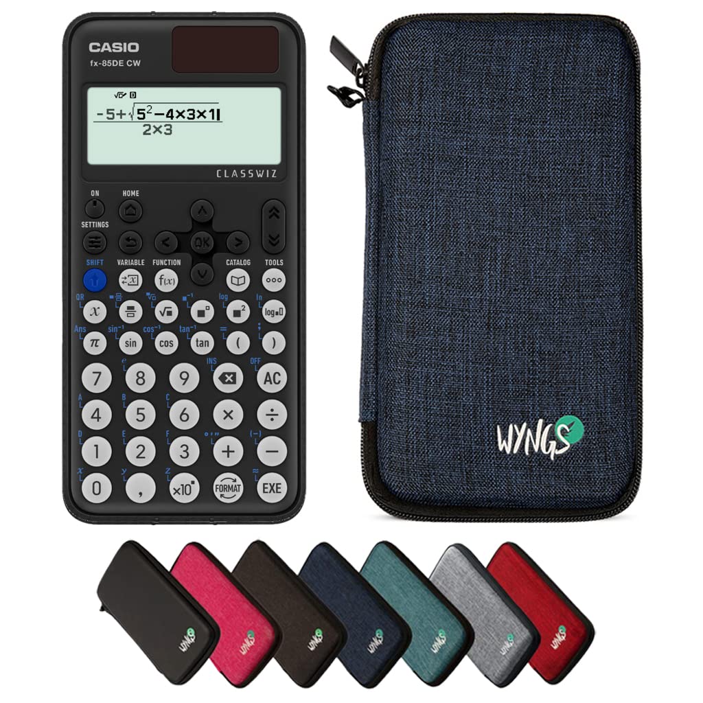 CALCUSO Sparpaket: Casio FX-85DE CW ClassWiz technisch-wissenschaftlicher Schulrechner + WYNGS Schut