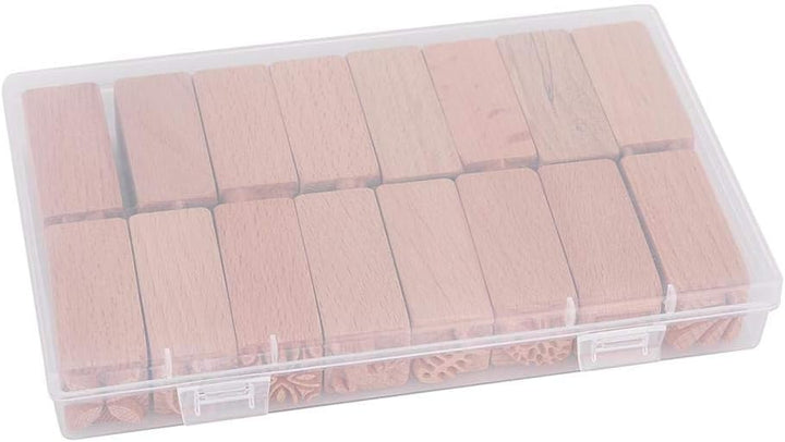 Atyhao Holz Ton Keramik Stempel, 16Pcs Keramik Werkzeuge Briefmarken Ton Dekorative Stempel Handgesc