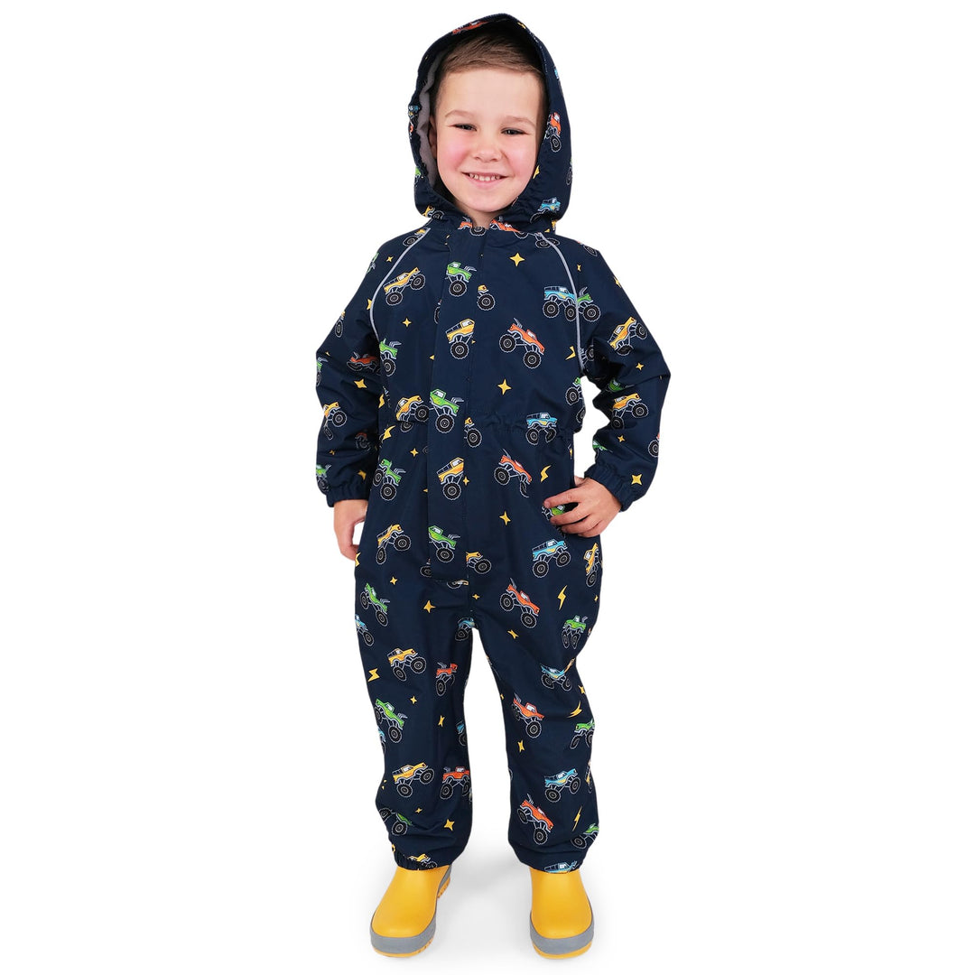 Jan & Jul Baby Toddler Puddle-Dry Rain-Suit, Waterproof and Breathable Fleece-Lined: Big Trucks 1 Ja