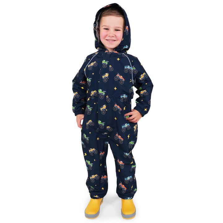 Jan & Jul Baby Toddler Puddle-Dry Rain-Suit, Waterproof and Breathable Fleece-Lined: Big Trucks 1 Ja