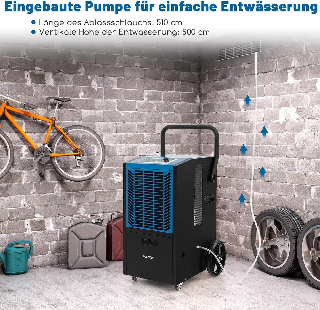 FANTASK Luftentfeuchter mit 4 Rädern, Bautrockner 66 L/Tag mit Pumpe &amp; Ablaufschlauch, Industrie Tro