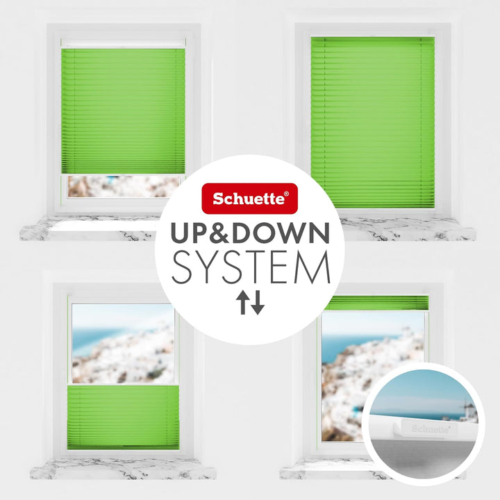 Schuette® Plissee ohne Bohren ● Premium Kollektion: Green Meadow (Grün) ● 30x100cm (Breite x Höhe) ●
