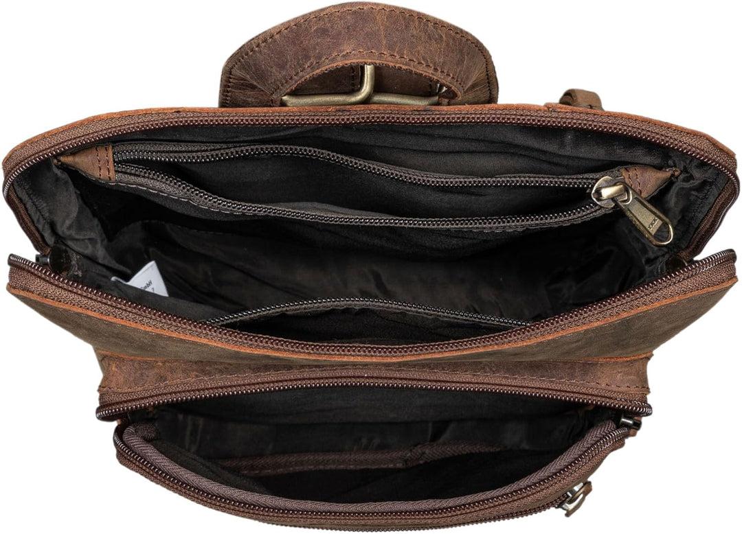 ROYALZ 'Carolina' Moderner Leder-Rucksack Damen Elegant Mittel-gross Cityrucksack im Vintage Look -