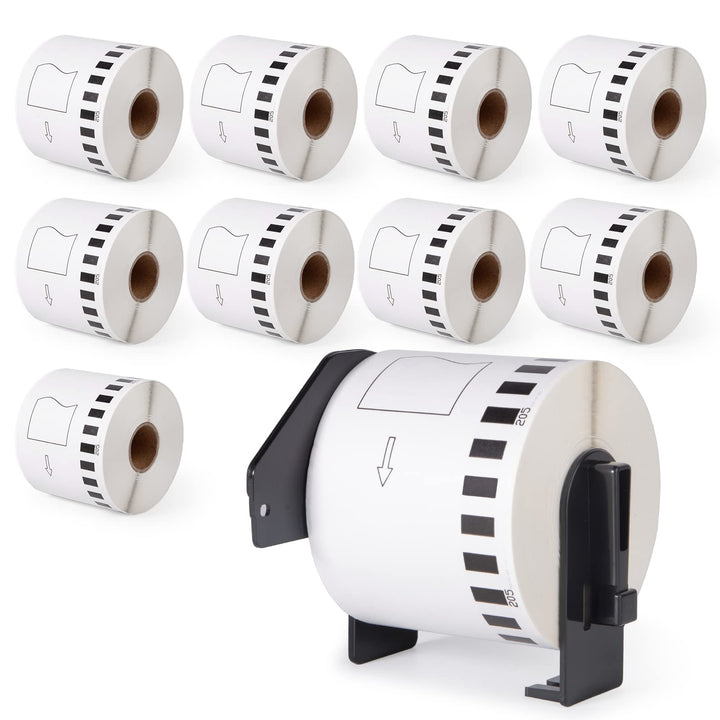 10x MarkField DK-22205 Endlosetiketten 62mm x 30,48m Etikettenrolle Kompatibel mit Brother P-Touch Q