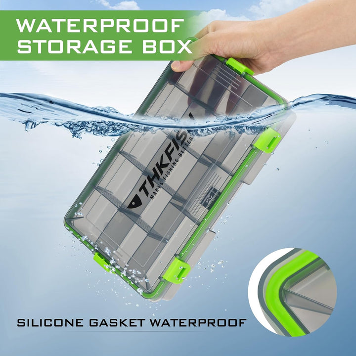 THKFISH Wasserdichte Angelkoffer, 2PCS 3600 Angelbox, Transparente Tackle Box, Angelboxen mit Heraus