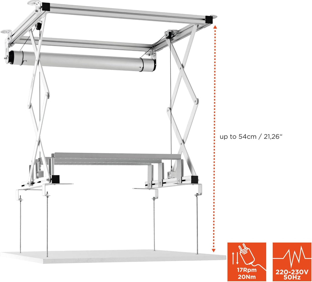 celexon elektrischer Beamer-Deckenlift PL400 HC Plus | Hub max. 54cm ausfahrbar | höhenverstellbare
