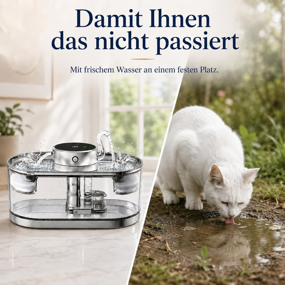 Katzenbrunnen kabellos 3L mit 5000mAh Akku und Bewegungsmelder