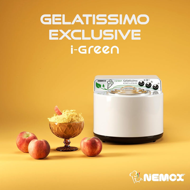 Nemox – GELATISSIMO Exclusive i-green – WEISS – bis zu 1 kg Eis, gefrorener Joghurt, Sorbets, Granit