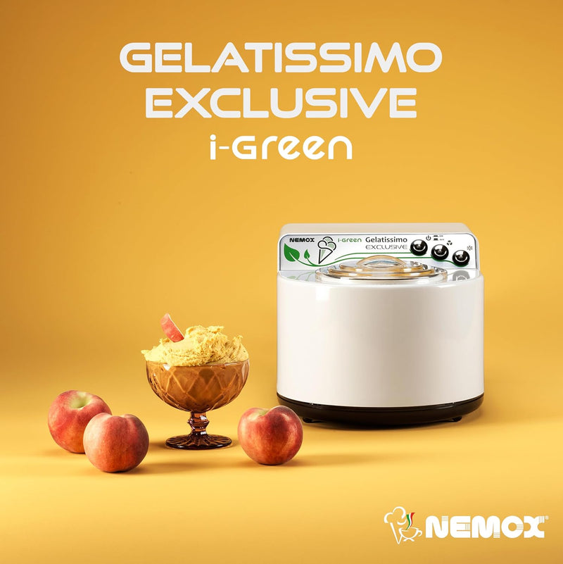 Nemox – GELATISSIMO Exclusive i-green – WEISS – bis zu 1 kg Eis, gefrorener Joghurt, Sorbets, Granit