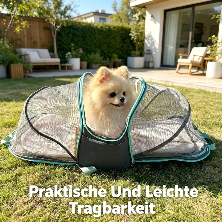 Erweiterbar Katzentransporttasche, Katzen Rucksack mit Netzfenster, Transportbox Katze mit Taschen,