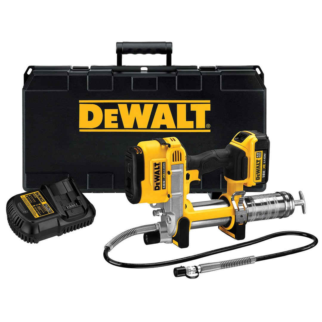 DEWALT DCGG571M1-GB DCGG571M1 18 V XR schnurlose Li-Ion Fettpresse (1 x 4 Ah Akku), Multi Einzelbett