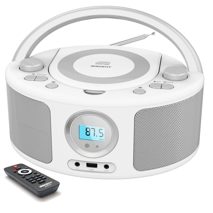 WISCENT Tragbares CD Radio (CD-Player, Boomboxen, UKW Radio, USB, Kopfhöreranschluss, AUX-In),CD Spi