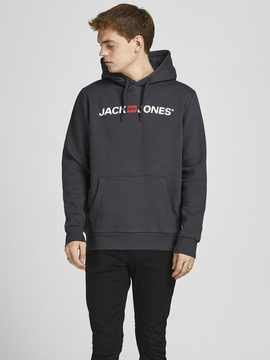 JACK &amp; JONES Male Kapuzenpullover Logo Kapuzenpullover M Asphalt, M Asphalt