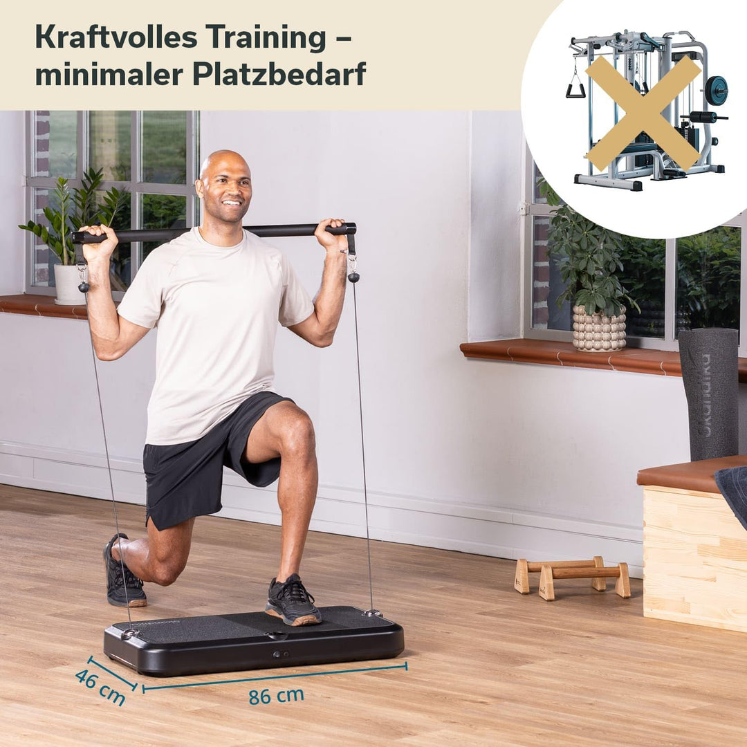 Skandika Kraftstation Smart Training Station | Fitnessgerät für zuhause, 50 kg Seilzug, Multifunktio