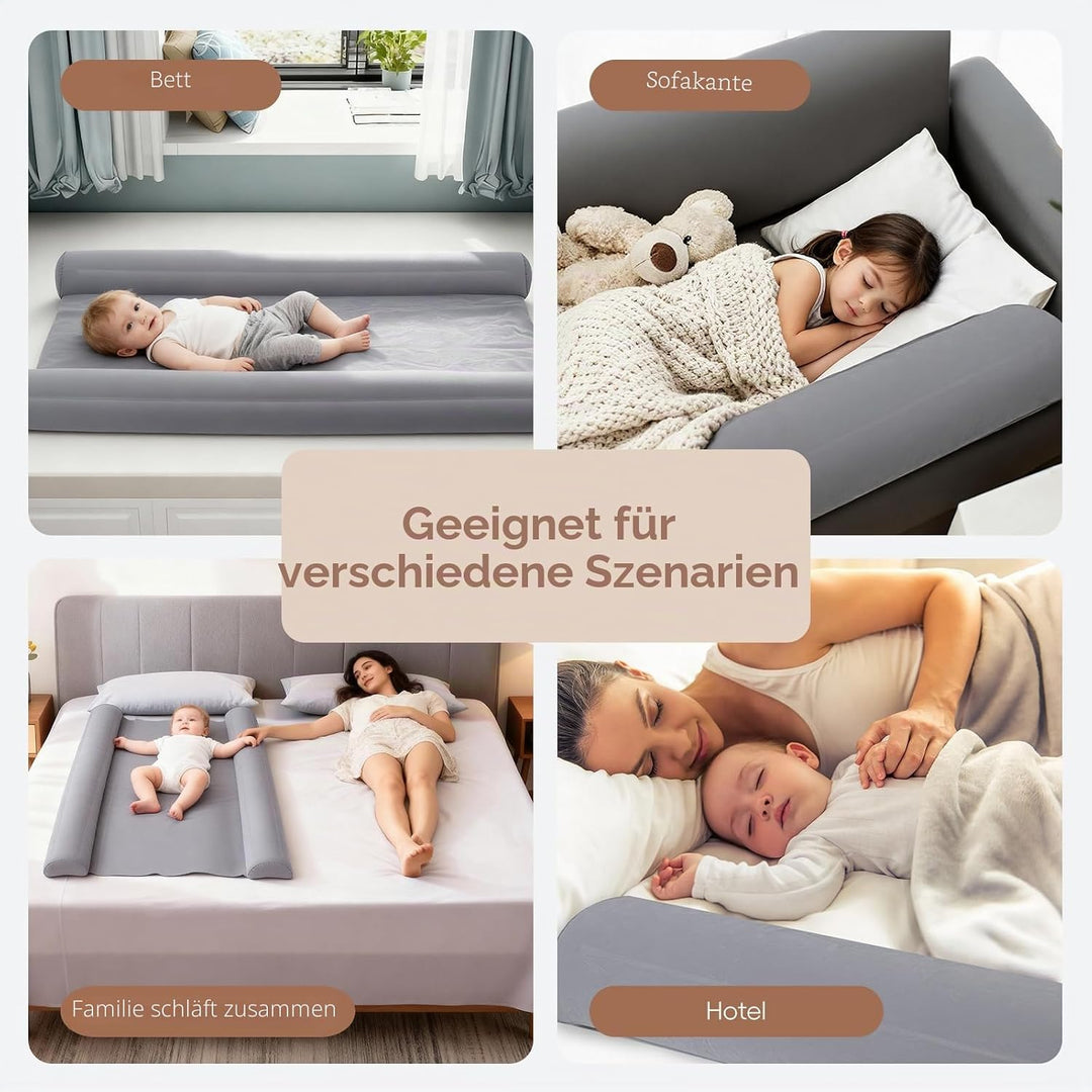 Vinteky Aufblasbarer Rausfallschutz, 148cm Tragbares Faltbares Bettgitter für Kinder&amp;Baby, Rausfalls