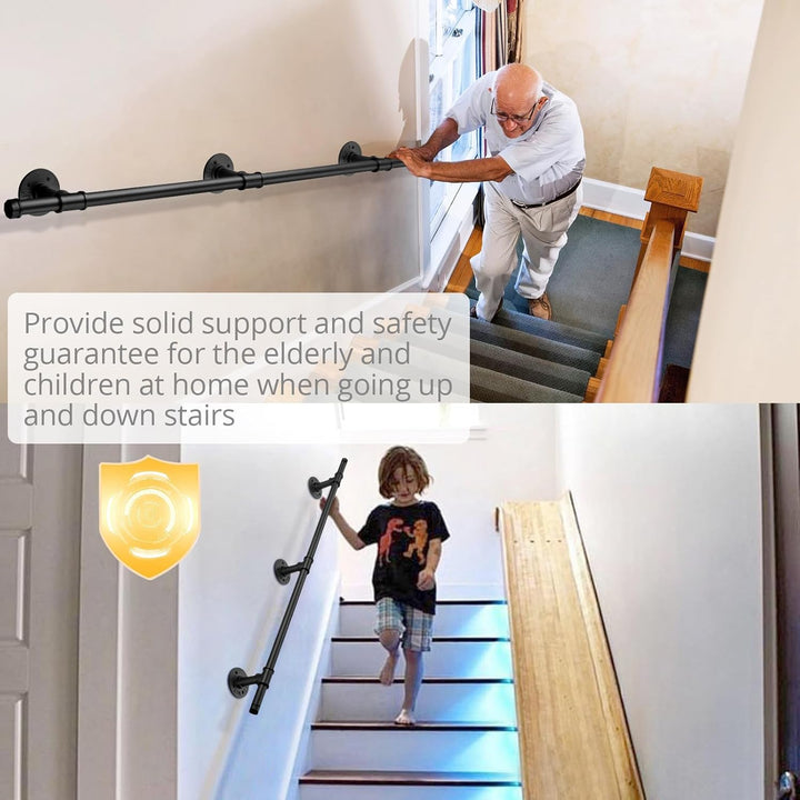 TANiCE Handlauf für Treppen Treppengeländer Innen und Aussen Schwarz Handlauf Haltegriff Treppe Hand
