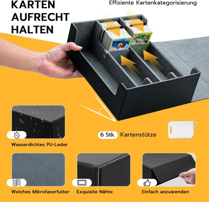 Card Deck Box for MTG,Gathering Kartenbox für 1800+ Karten mit Trennwänden,PU Leder Starkes Magnetic