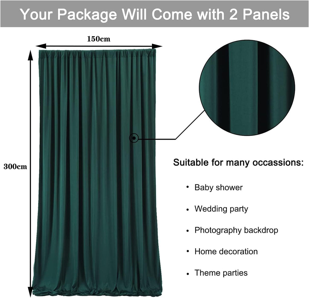 3×3 m Hunter Green Hintergrund Vorhang, Deko Hochzeit Dschungel Party Geburtstag Fotowand Hintergrun