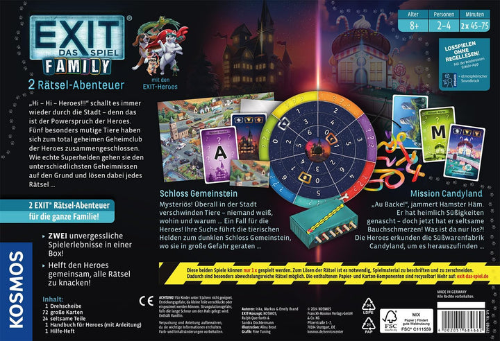 KOSMOS 684662 EXIT® - Das Spiel Family, Zwei Rätselabenteuer Schloss Gemeinstein + Mission Candyland