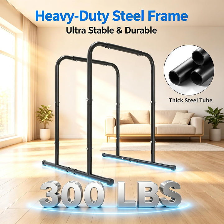 leikefitness Pull Up Dip Station Strength Training Dip Stand Station Triceps Dips Pushups for Home G