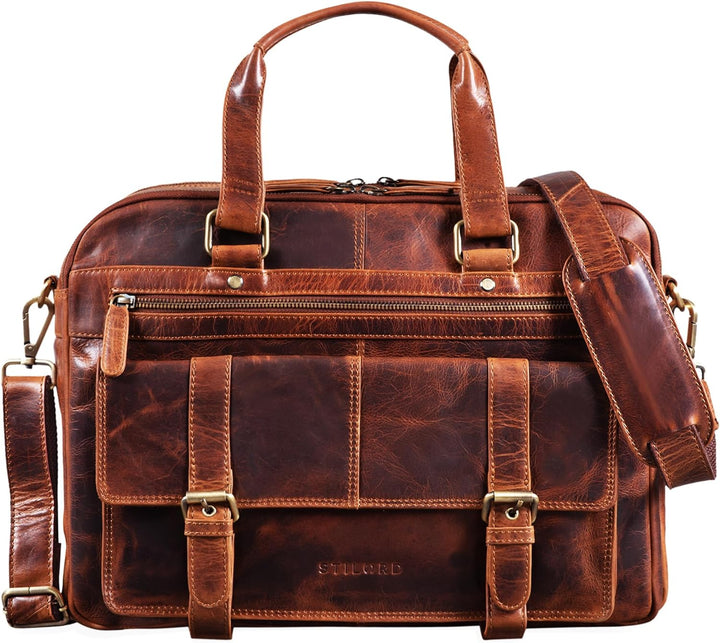 STILORD 'Alvaro' Vintage Businesstasche Echtes Leder Laptoptasche 15,6 Zoll Aktentasche Grosse Umhän