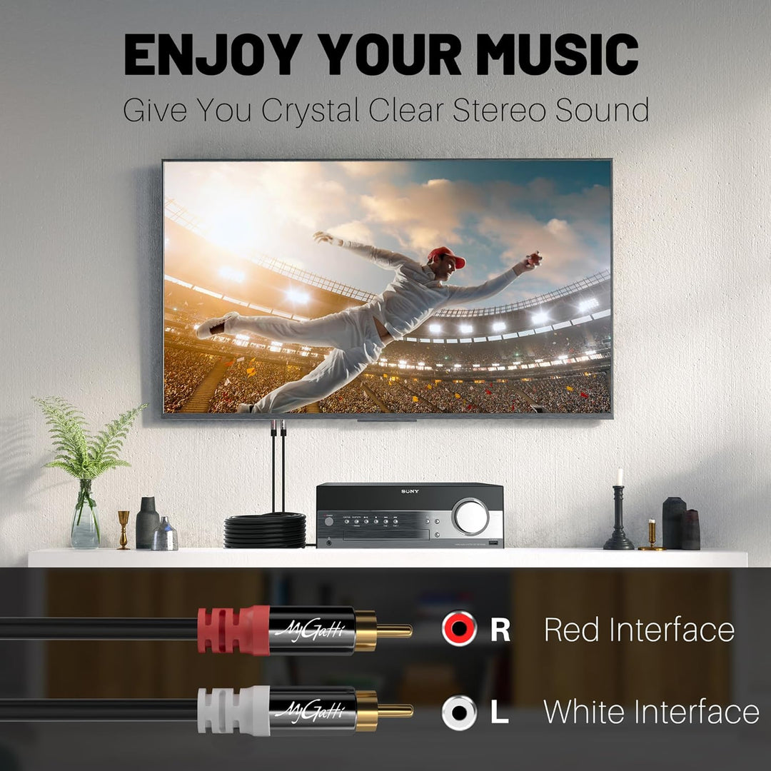 Klinke 3,5mm auf Cinch Kabel 25 Meter,2 RCA Stecker auf Aux Stereo Audioadapter,Aux-Cinch Y Splitter