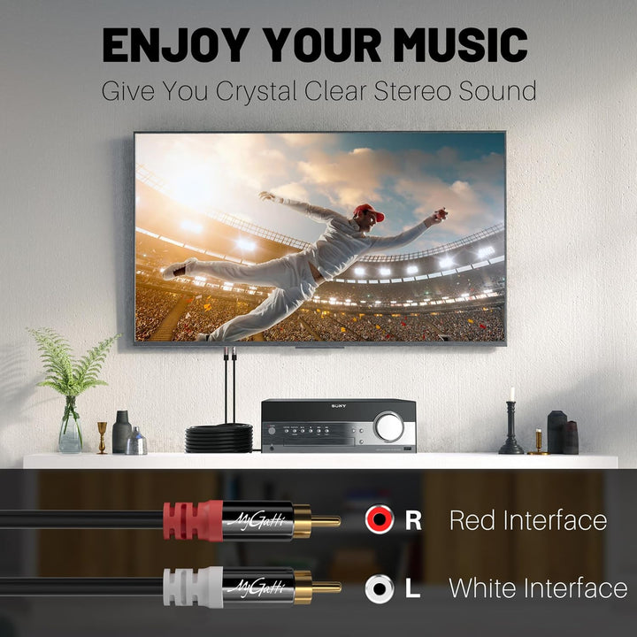 Klinke 3,5mm auf Cinch Kabel 15 Meter,2 RCA Stecker auf Aux Stereo Audioadapter,Aux-Cinch Y Splitter