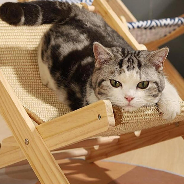 2 Stück Katzenstuhl Lounge, Verstellbares Katzenbett, Erhöhter Katzenstuhl, Katzenstuhl Sisal, Katze