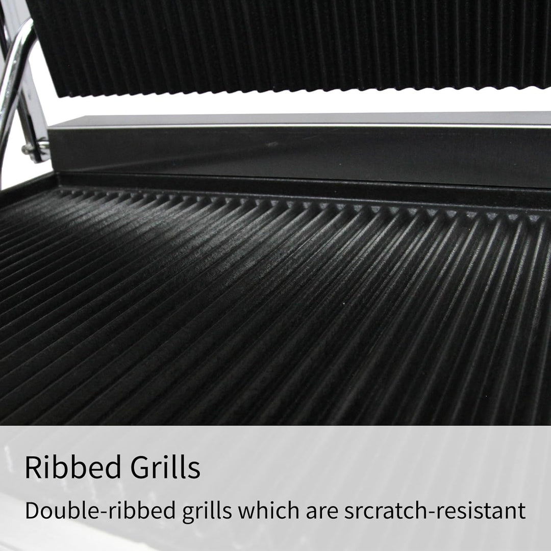 KuKoo Edelstahl Paninigrill Elektrogrill Paninitoaster Sandwichtoaster Grill Tischgrill Gerillt 2200