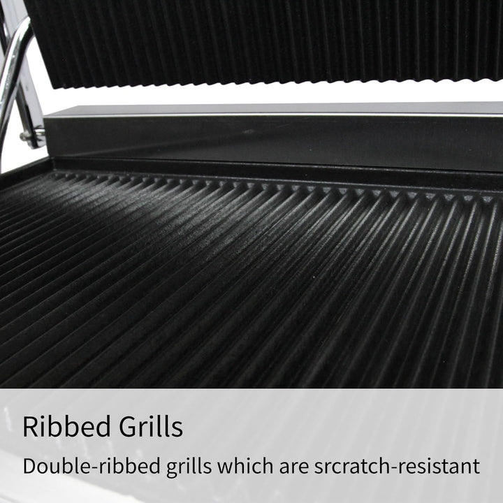 KuKoo Edelstahl Paninigrill Elektrogrill Paninitoaster Sandwichtoaster Grill Tischgrill Gerillt 2200