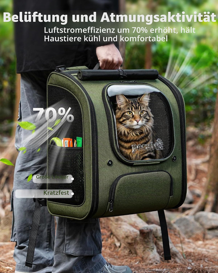 pecute Katzenrucksack Bubble Haustier Rucksack mit Netzfenster, Tragbare und Faltbare Katzentasche,