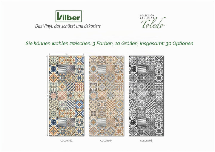 vilber, Vinylteppich, Toledo DU 01 52 X 100 x 0.22 cm Mehrfarbig-01 52 x 100 x 0.22 cm, Mehrfarbig-0
