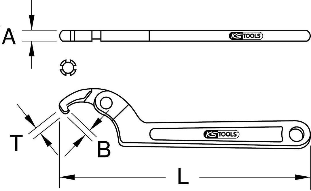 KS Tools 517.1304 Gelenk-Hakenschlüssel mit Nase, 50-120mm