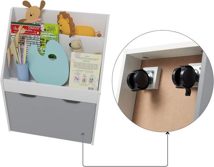 WOLTU KR004 Kinderregal Bücherregal Regal für Kinder, Spielzeugregal 3 Regale Aufbewahrungstruhe mit