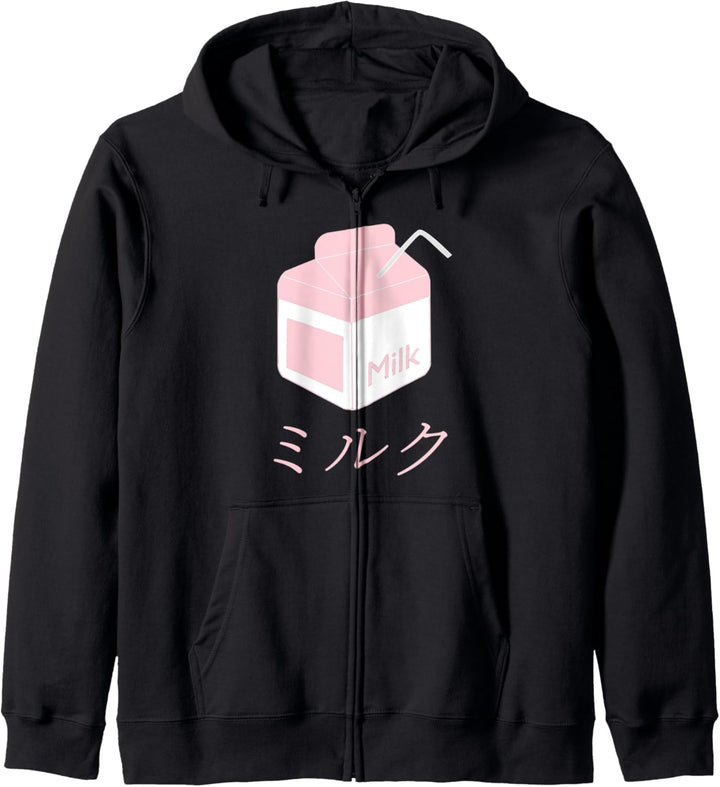 Kawaii Milk Milch Carton Japanisches Vaporwave - Rosa Kapuzenjacke