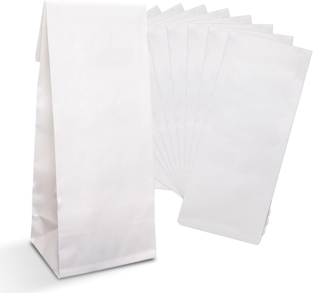 Logbuch-Verlag 100 kleine WEISSE Blockbodenbeutel Bodenbeutel Lebensmittel Tüte Beutel mit Boden 7 x