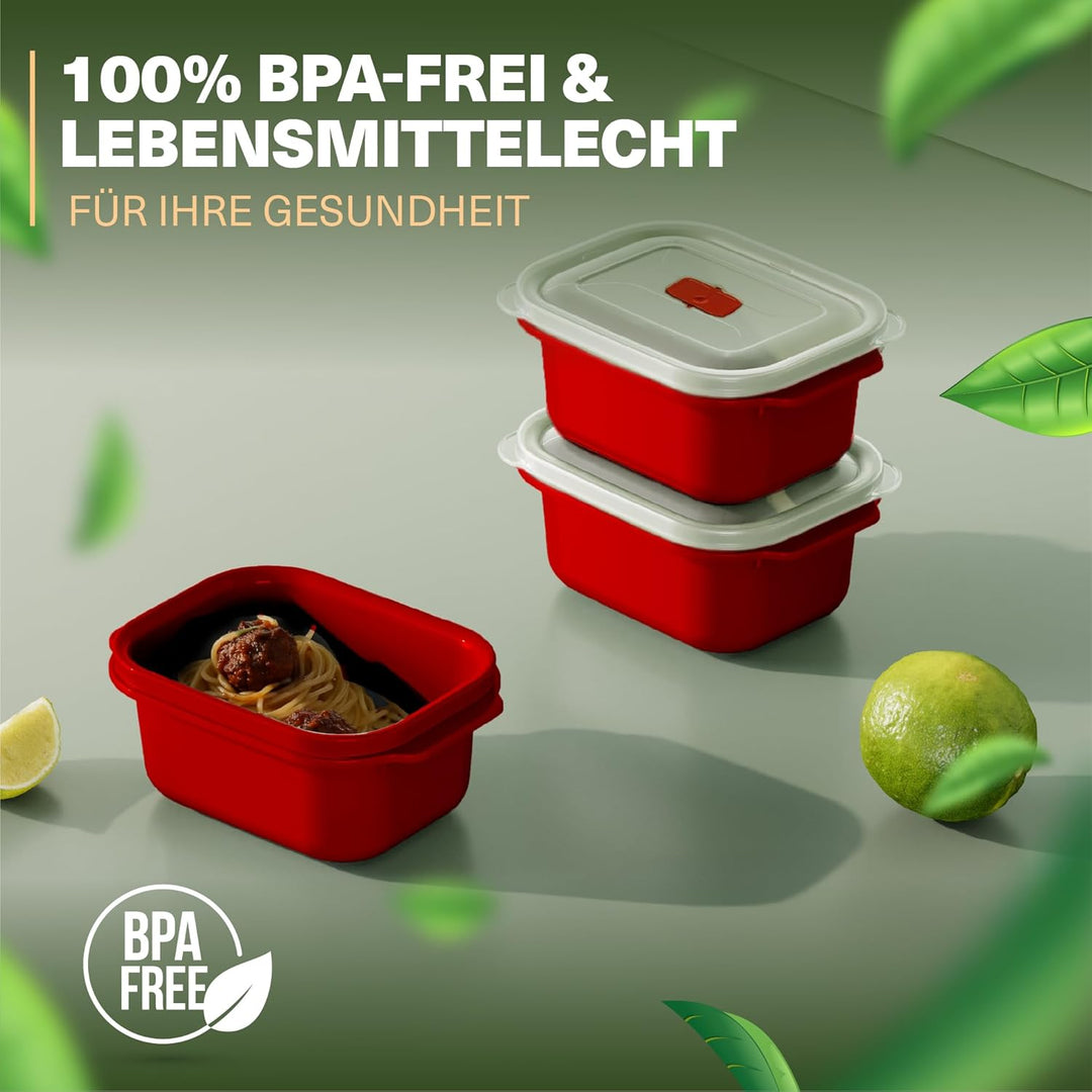 Lunchbox 2000 ml – Mikrowellenbehälter 5er Set für grosse Portionen, BPA-frei, auslaufsicher & stape