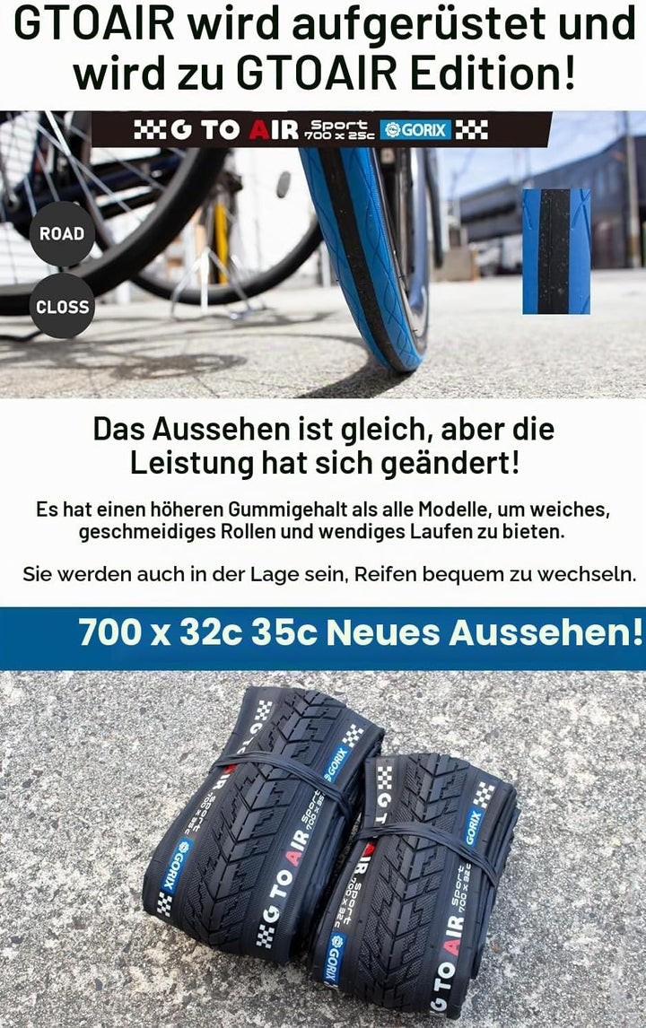 GORIX Rennradreifen 700×23C 25C 28C 32c 35c Fahrrad (Gtoair) 700×23c All White(1 Tire), 700×23c All