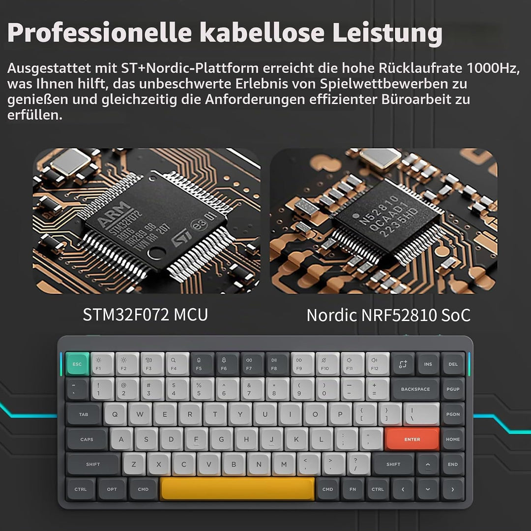 nuphy Air75 v2 Mechanische Tastatur QMK/VIA, 75% Low Profile Kabellose Tastatur, Bluetooth 5.1, 2.4G